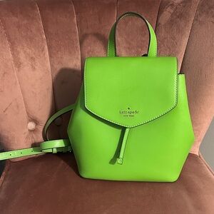 Kate Spade Saffiano Leather Lizzie Medium Flap Backpack Turaco Green